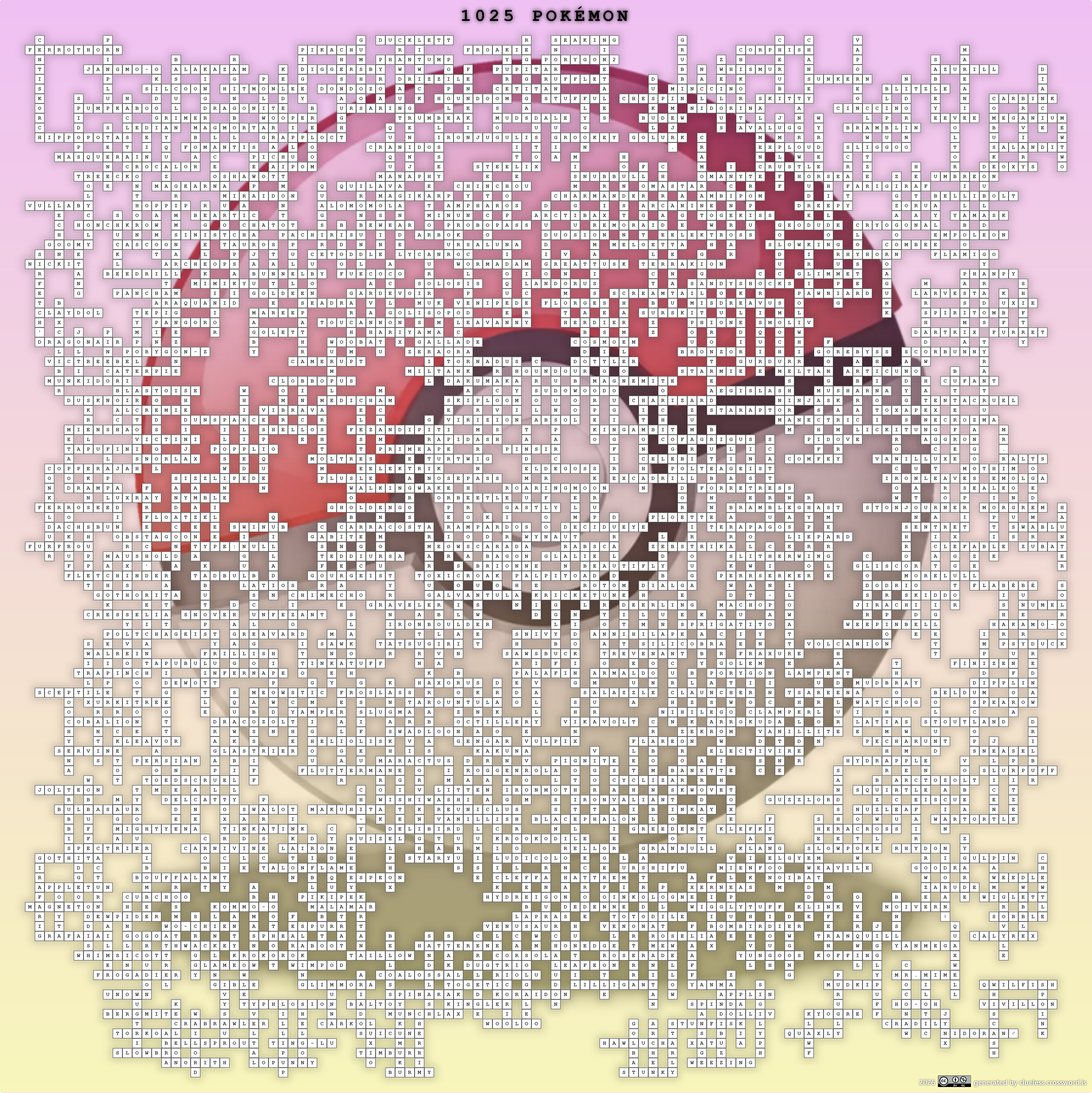 1025 Pokémon crossword